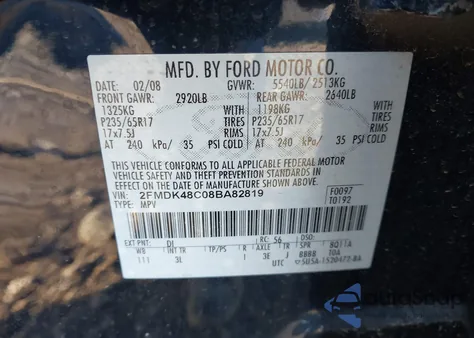 2008 Ford Edge Sel from USA, damaged, VIN 2FMDK48C08BA82819